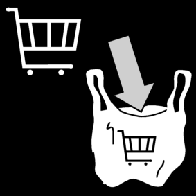 groceries: put in plastic bag